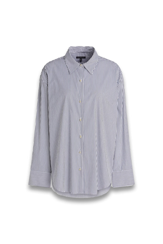 Jessica striped cotton-blend poplin shirt