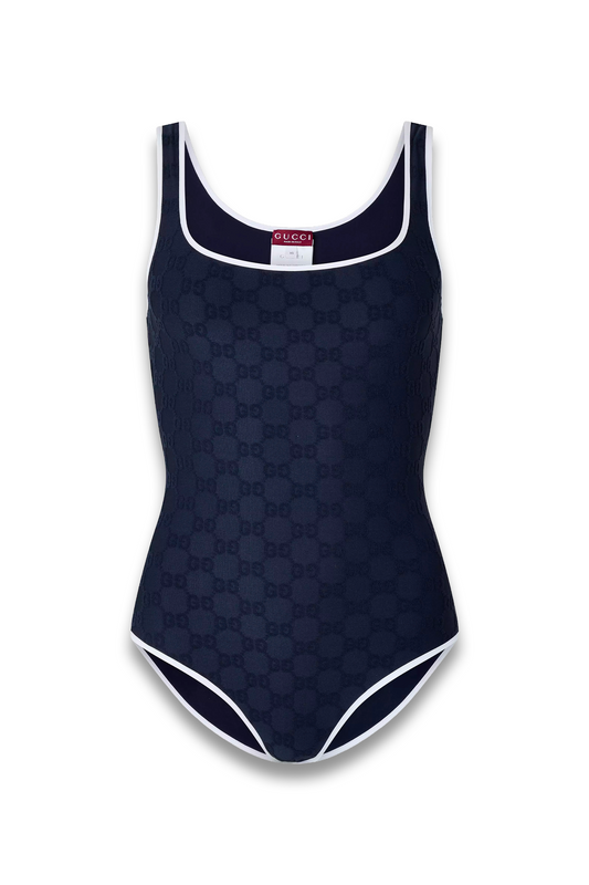 Blue Scoop Neck Swimsuit