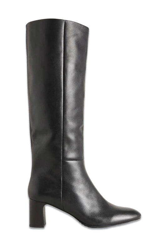 Erica Knee High Leather Boots Black Leather