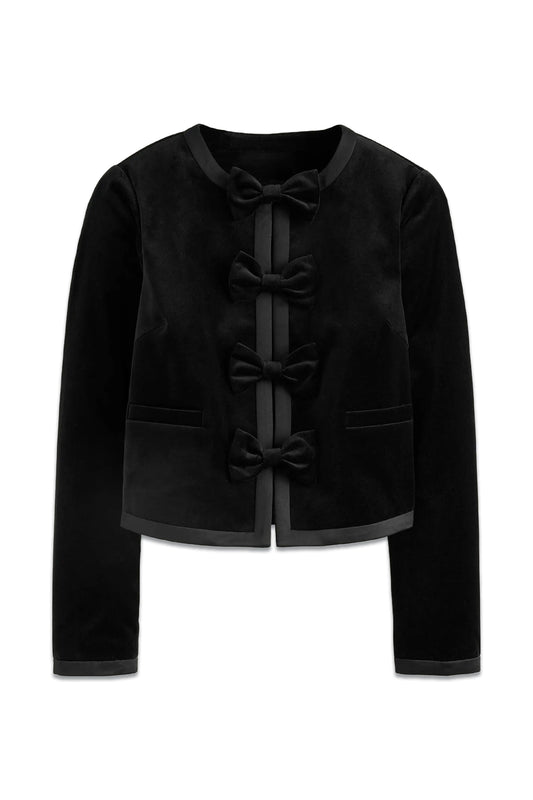 Bow-Trim Collarless Jacket