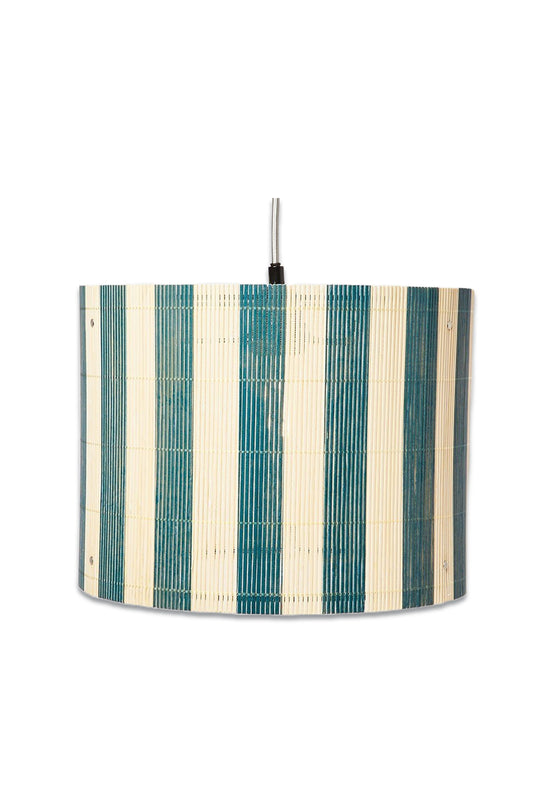 Ena Blue Striped Bamboo Lamp Shade