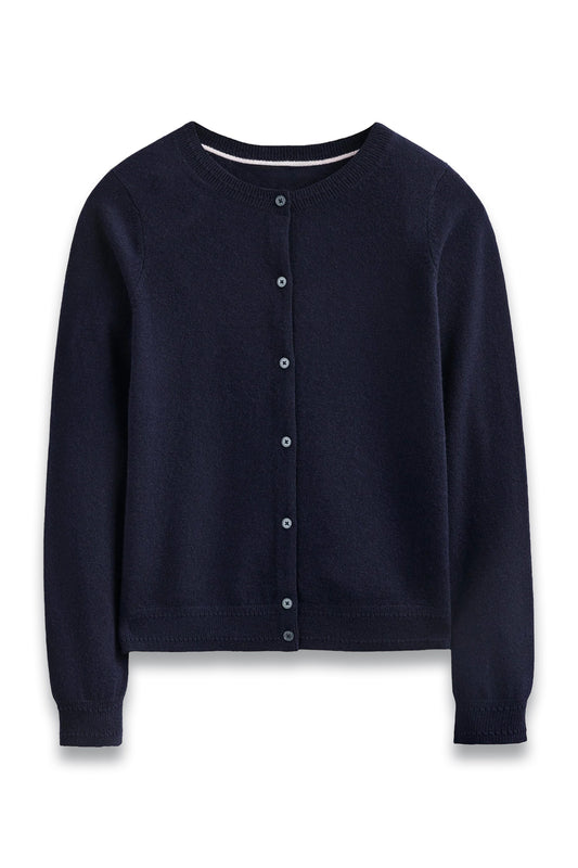 Eva Cashmere Crew Cardigan, Navy