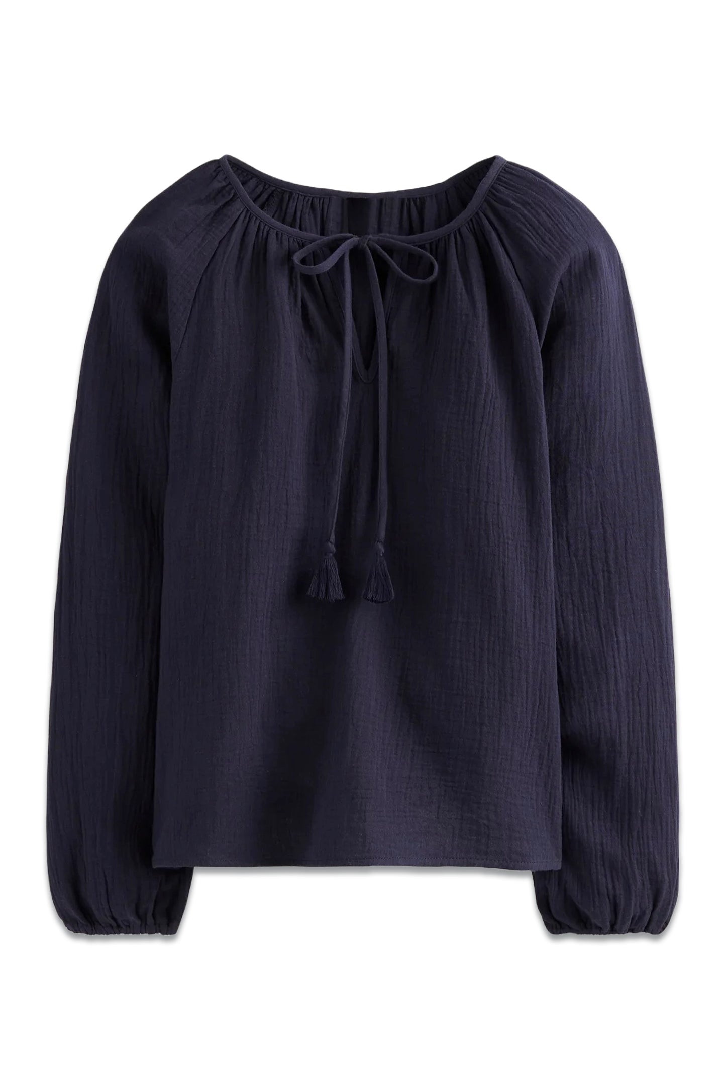 Navy Serena Double Cloth Blouse
