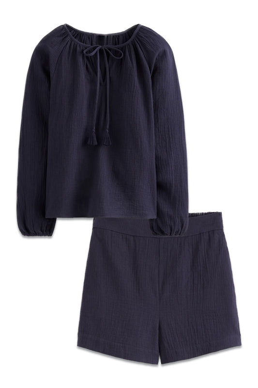 Serena Double Cloth Blouse & Shorts
