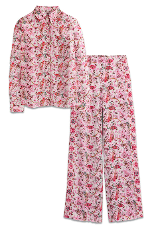 Sienna Silk Shirt & Palazzo Fluid Crepe Trousers