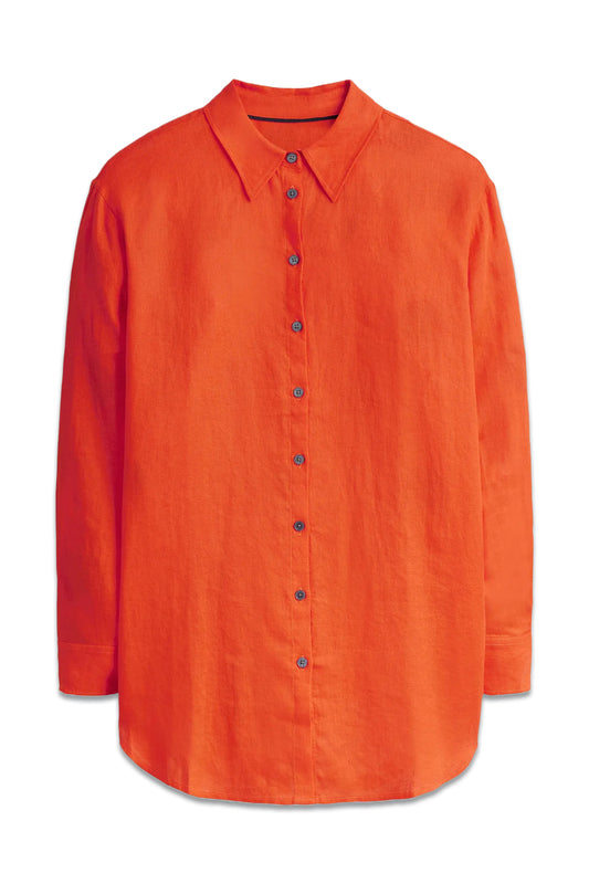 Relaxed Linen Shirt Orange