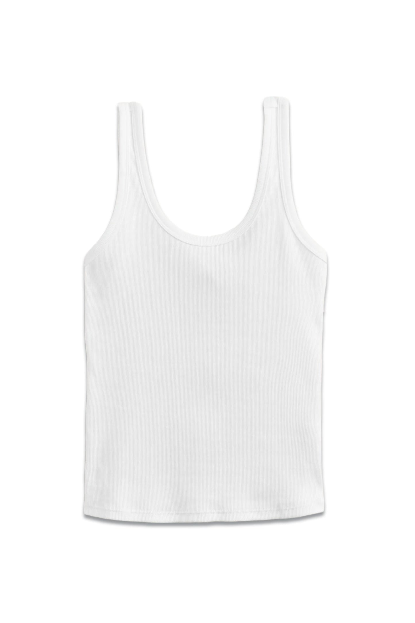 Cotton White Ribbed Scoop Vest