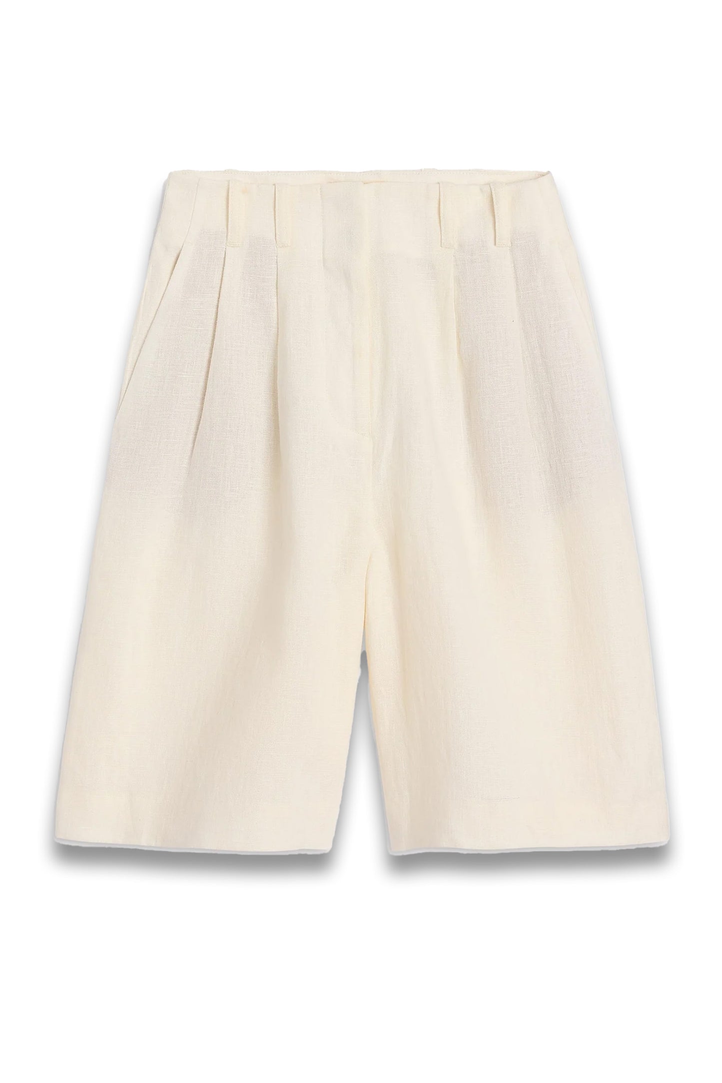 Pleat Linen Wide Leg Shorts