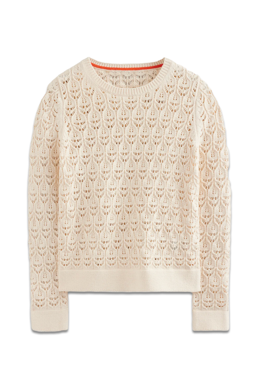 Warm Ivory Crochet Knit Jumper