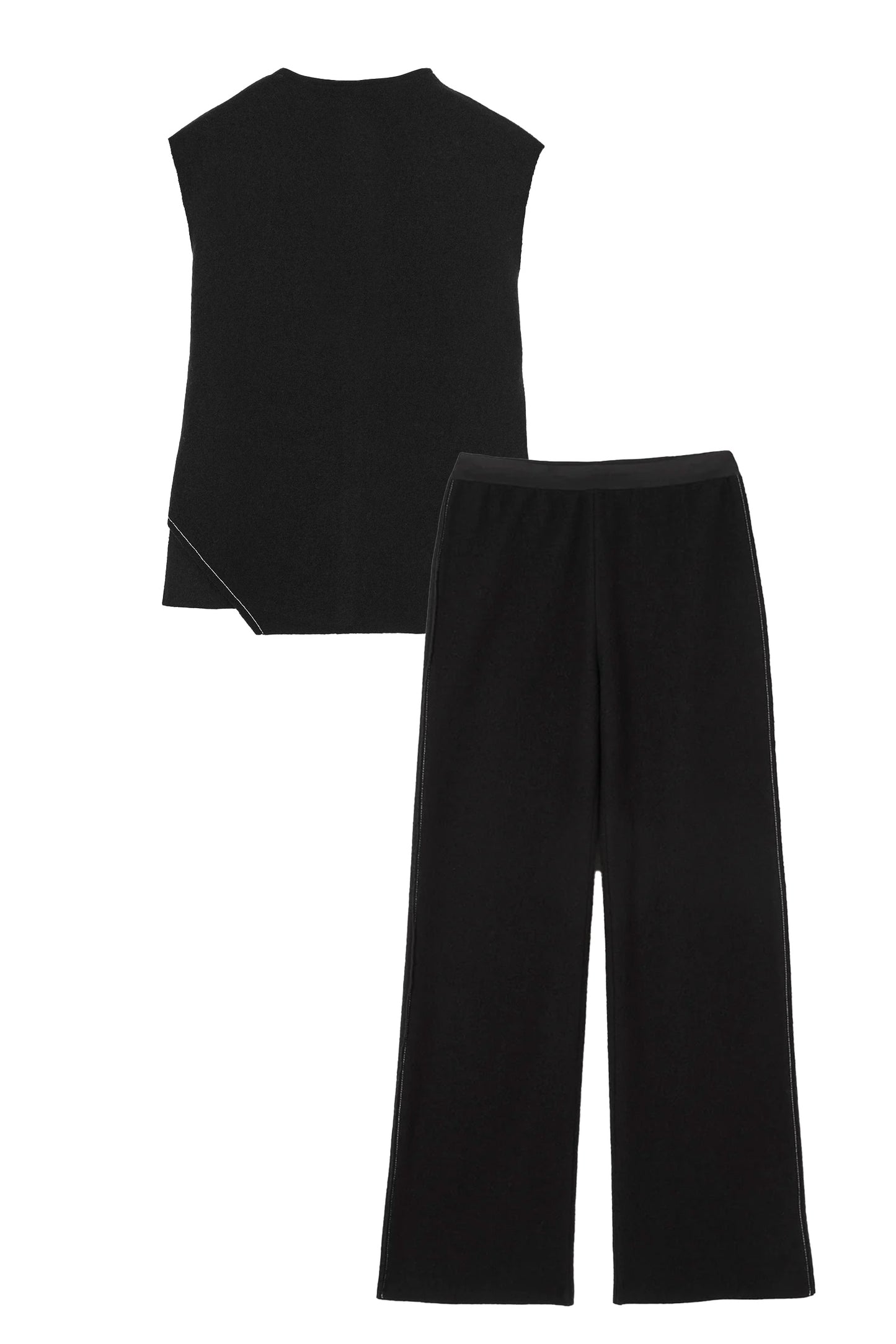 Boiled Wool Blend Tank Top & Trousers