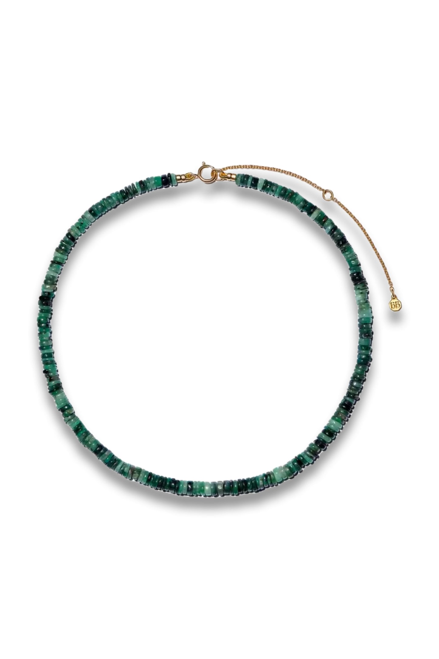 14ct Gold-Plated Vermeil Silver Emerald Bead Necklace