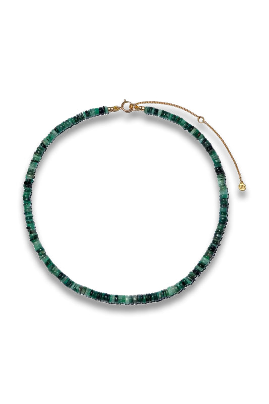 14ct Gold-Plated Vermeil Silver Emerald Bead Necklace