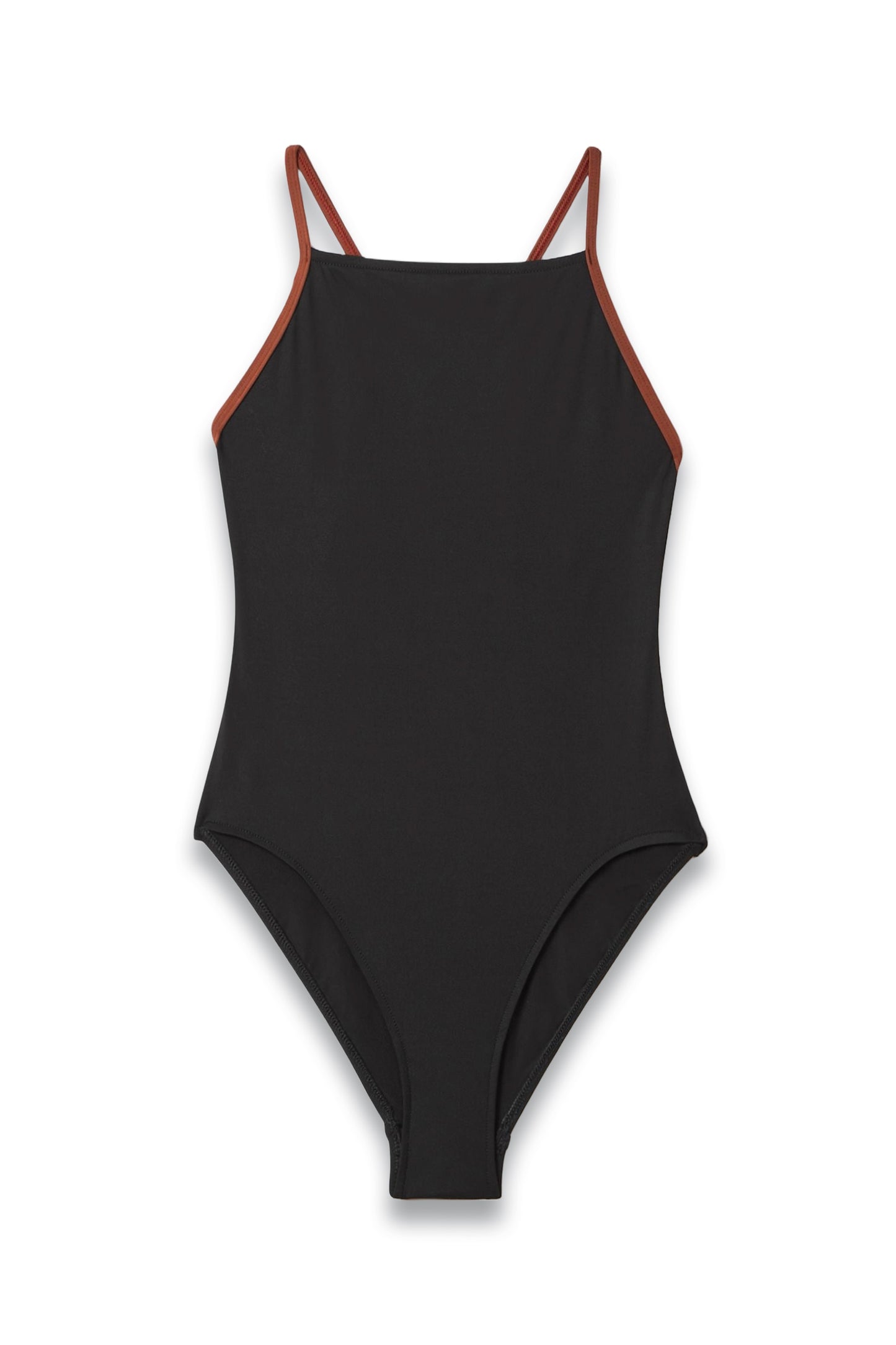 Contrast Strap Swimsuit in Black
