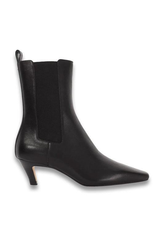 Dune Odele Leather Heeled Pointed Boots, Black