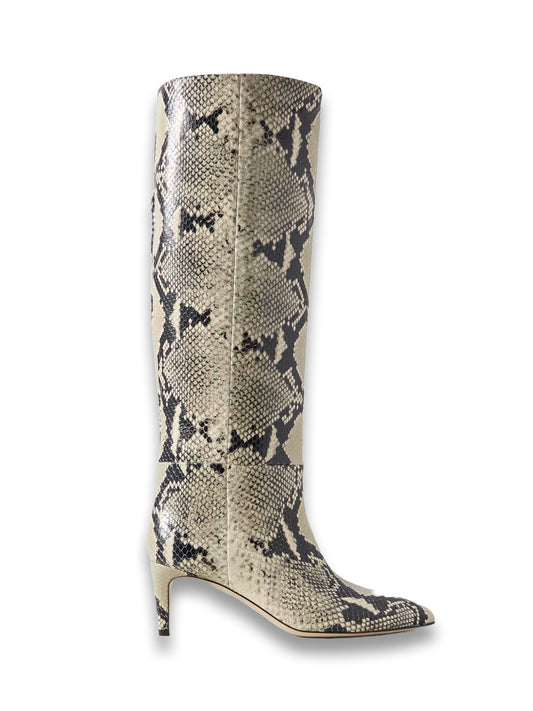 Stiletto Snake-Effect Leather Knee Boots