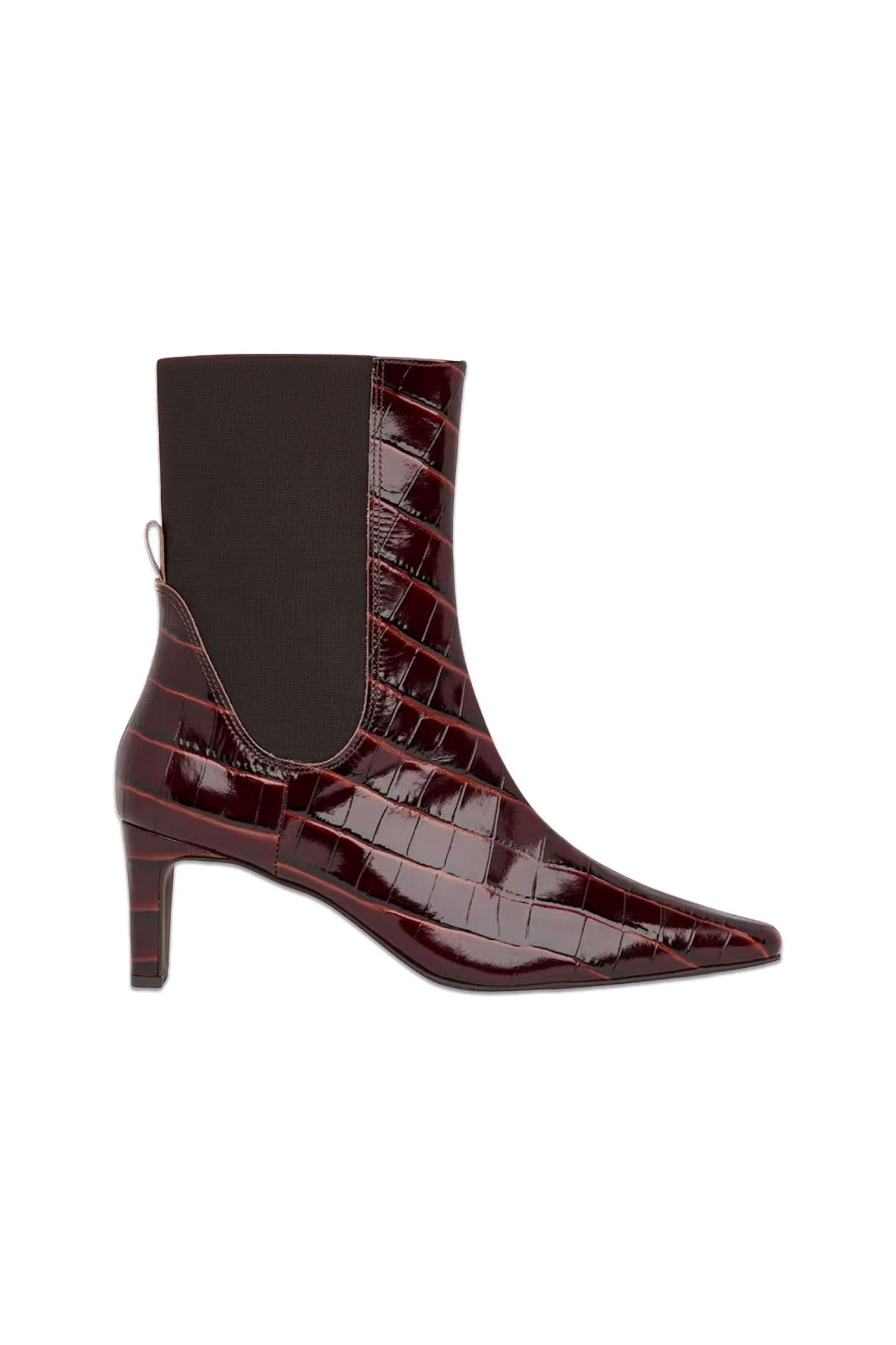 Darla Croc Heeled Boot, Brown