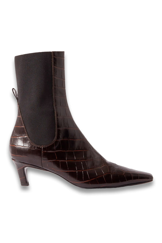 + NET SUSTAIN The Mid Heel croc-effect leather ankle boots
