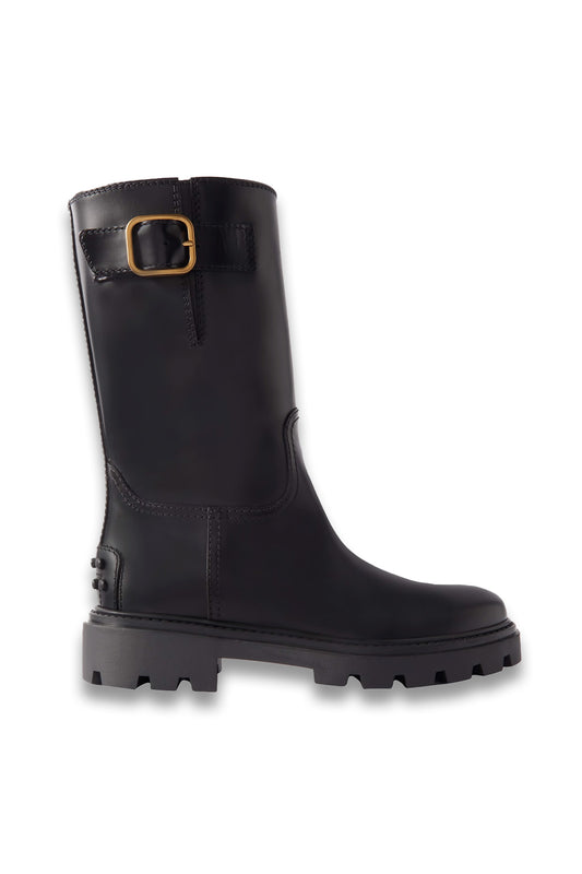 Buckled leather boots