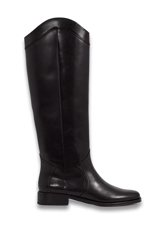 Paige Leather Knee-High Riding Boots in Black