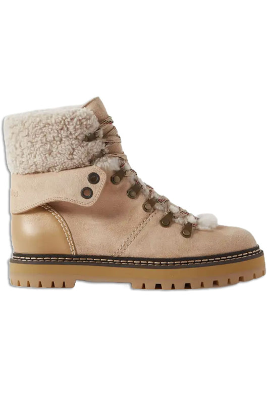 Eilieen Shearling-Lined Suede And Leather Ankle Boots