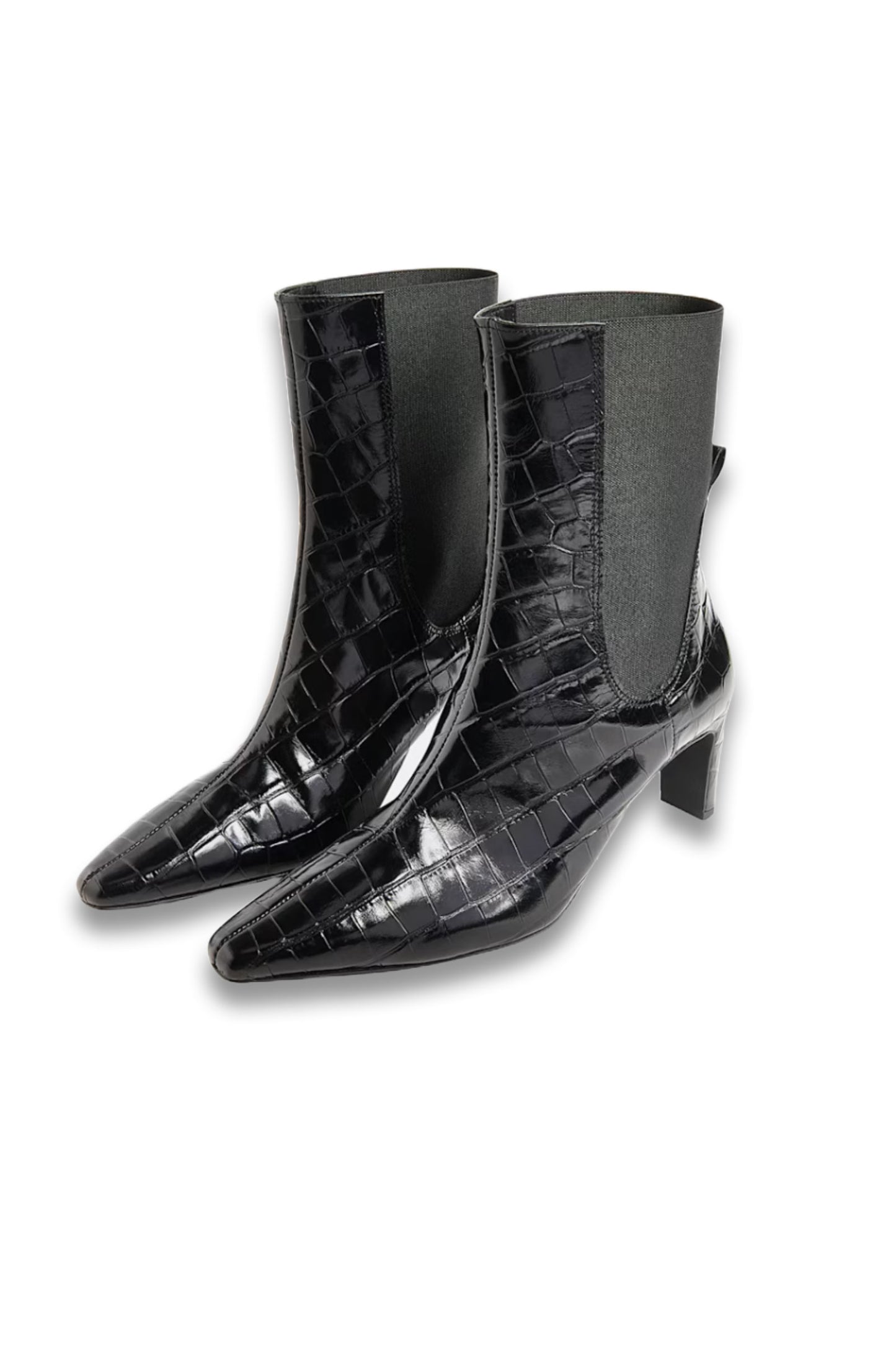 Black Darla Croc Heeled Boot
