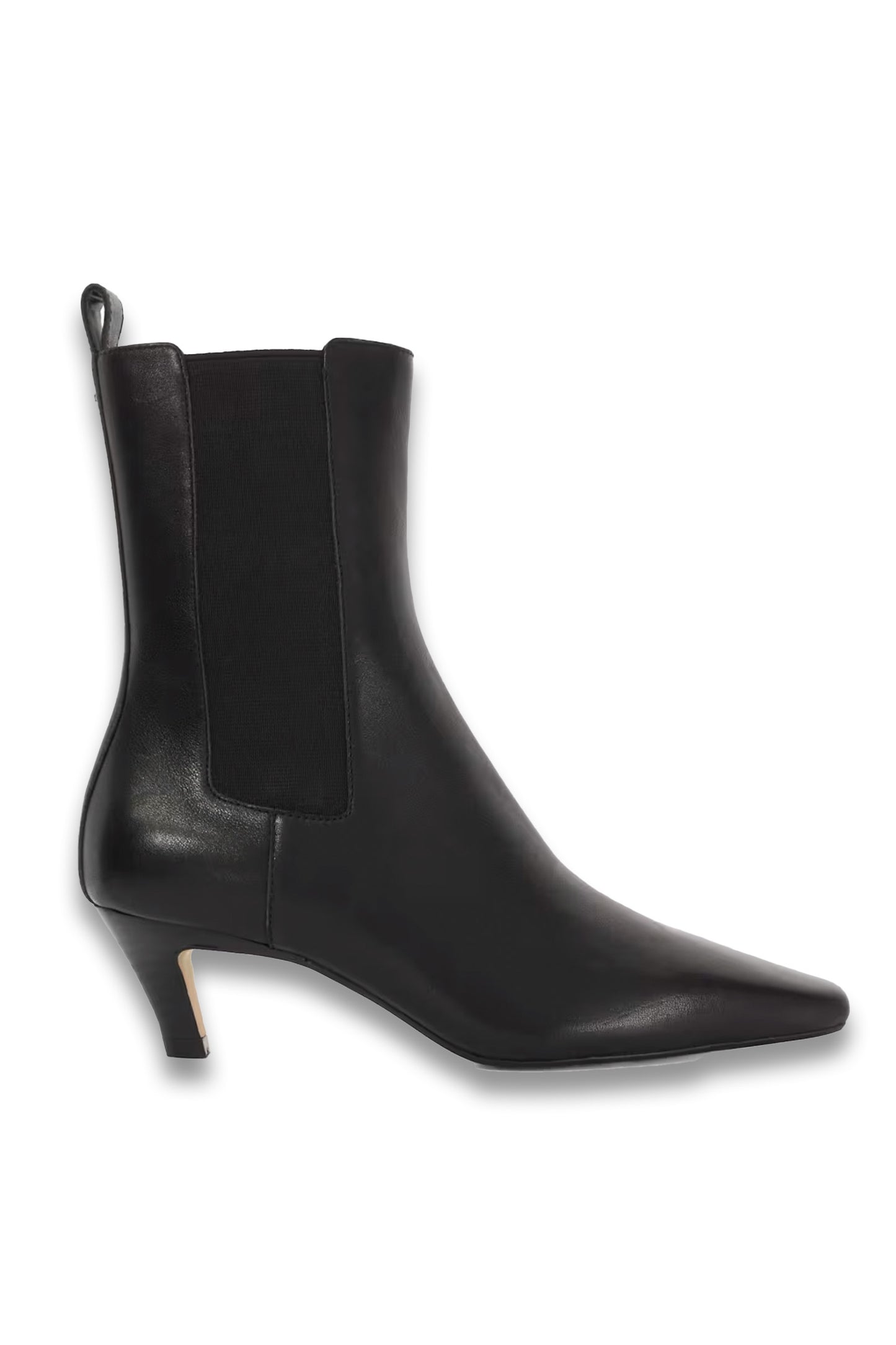 Leather Kitten-heel Ankle Boots in Black