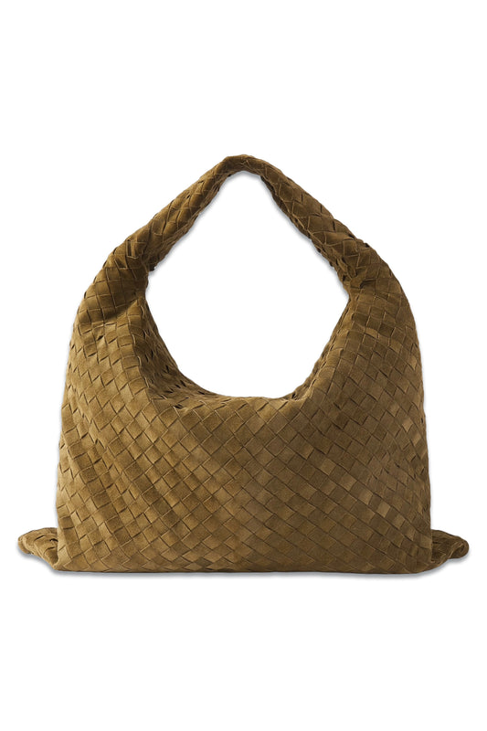 Hop Large Intrecciato Suede Shoulder Bag