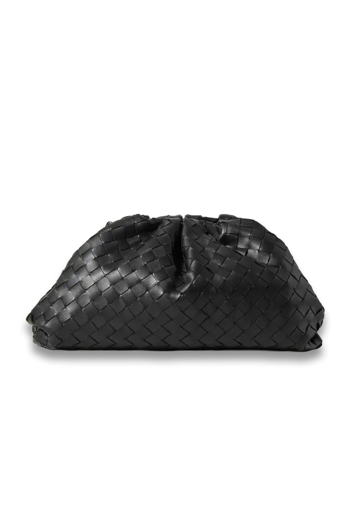 The Pouch Large Gathered Intrecciato Leather Clutch