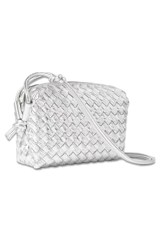 Loop Intrecciato Metallic Leather Shoulder Bag