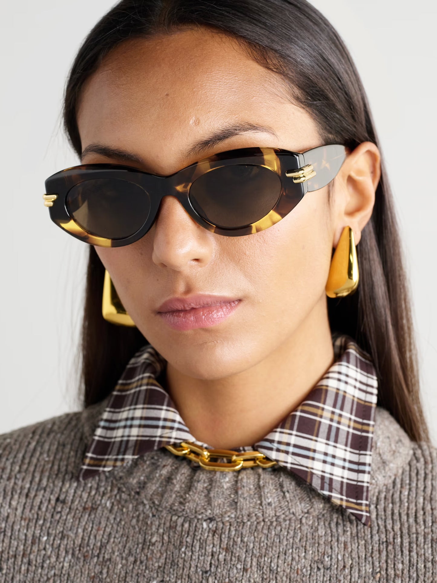 Oval-Frame Gold-Tone And Tortoiseshell Acetate Sunglasses