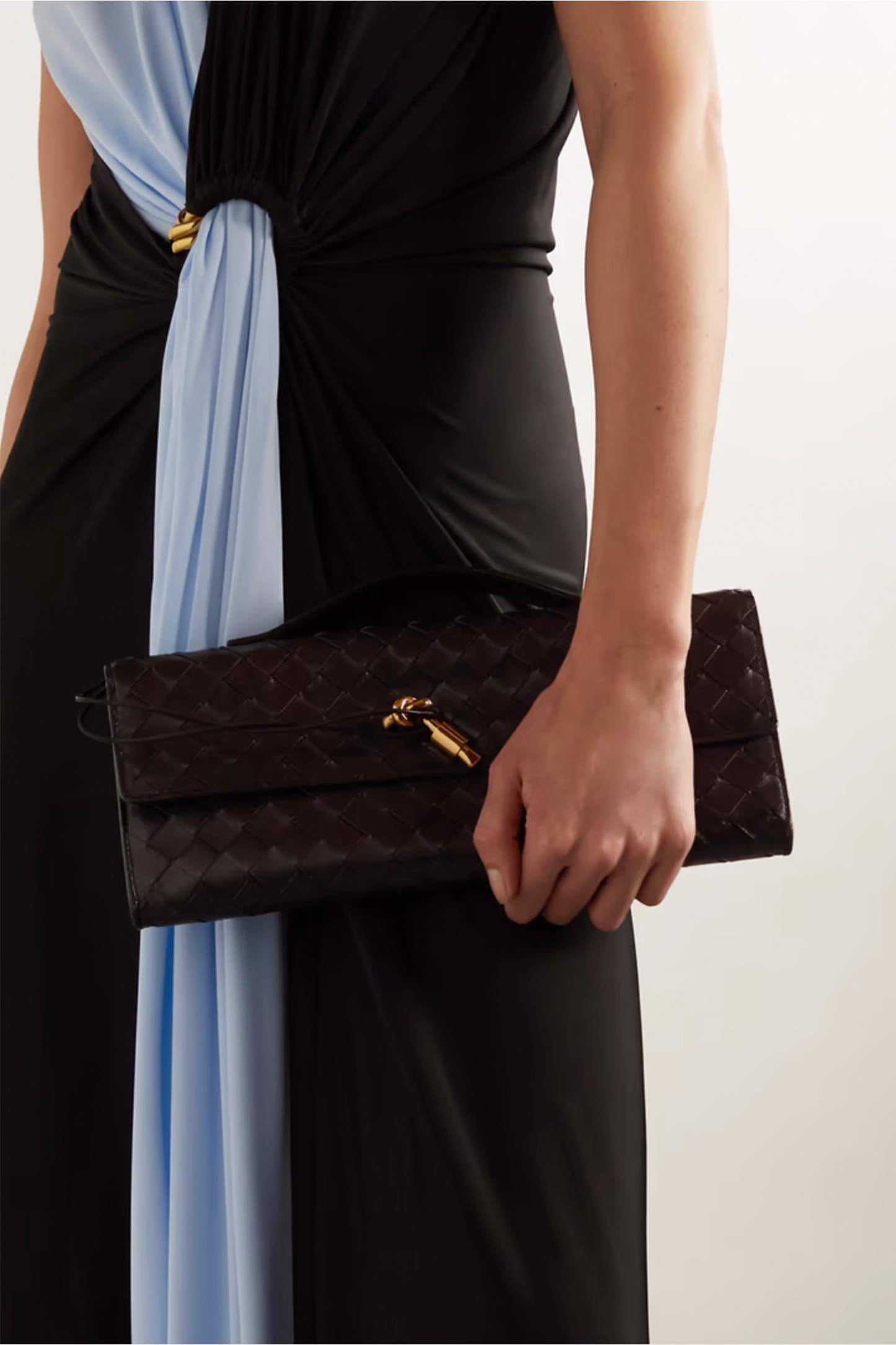Long Andiamo intrecciato leather clutch
