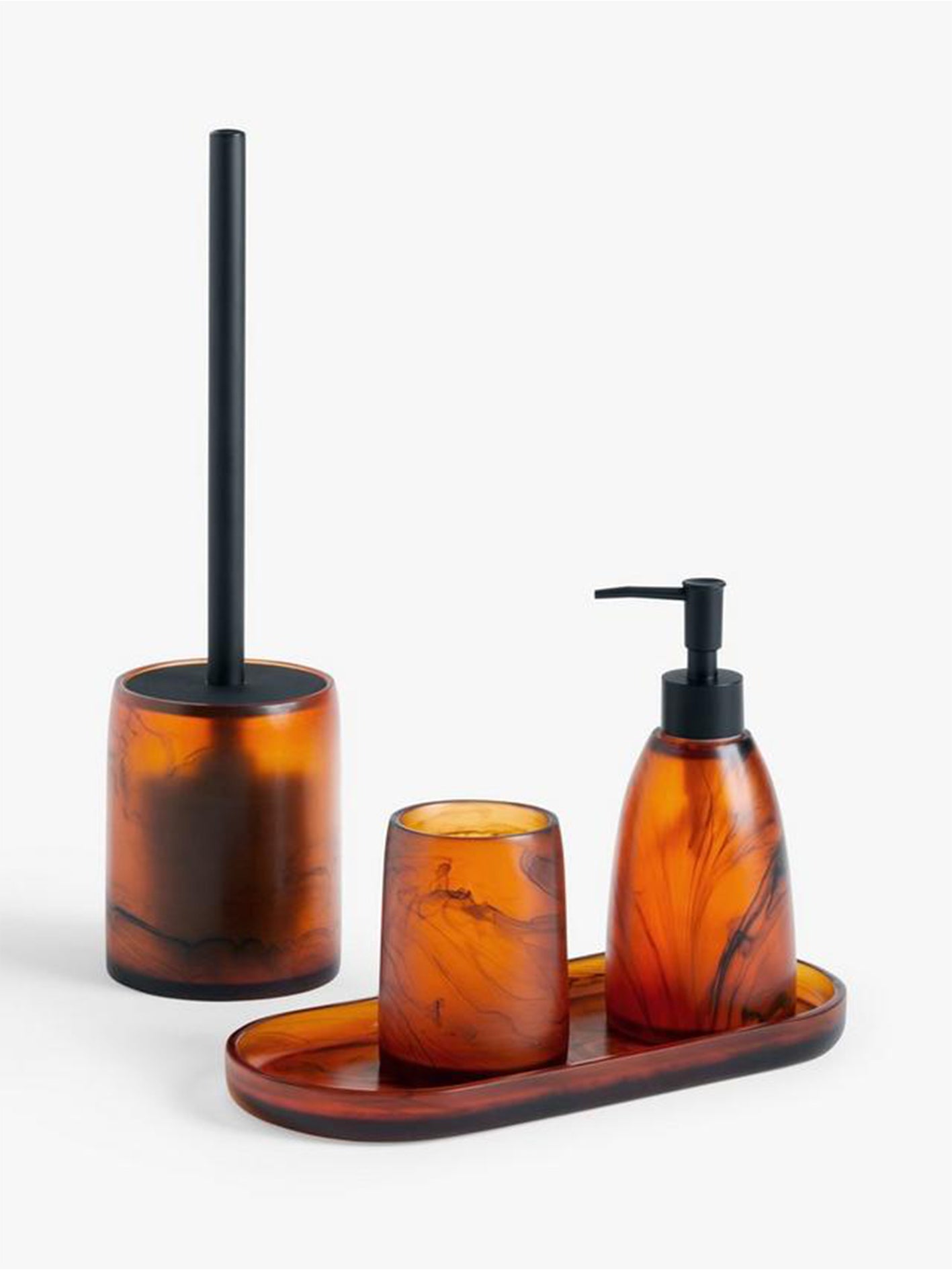 Bathroom Accessory Tray, Brown Amber