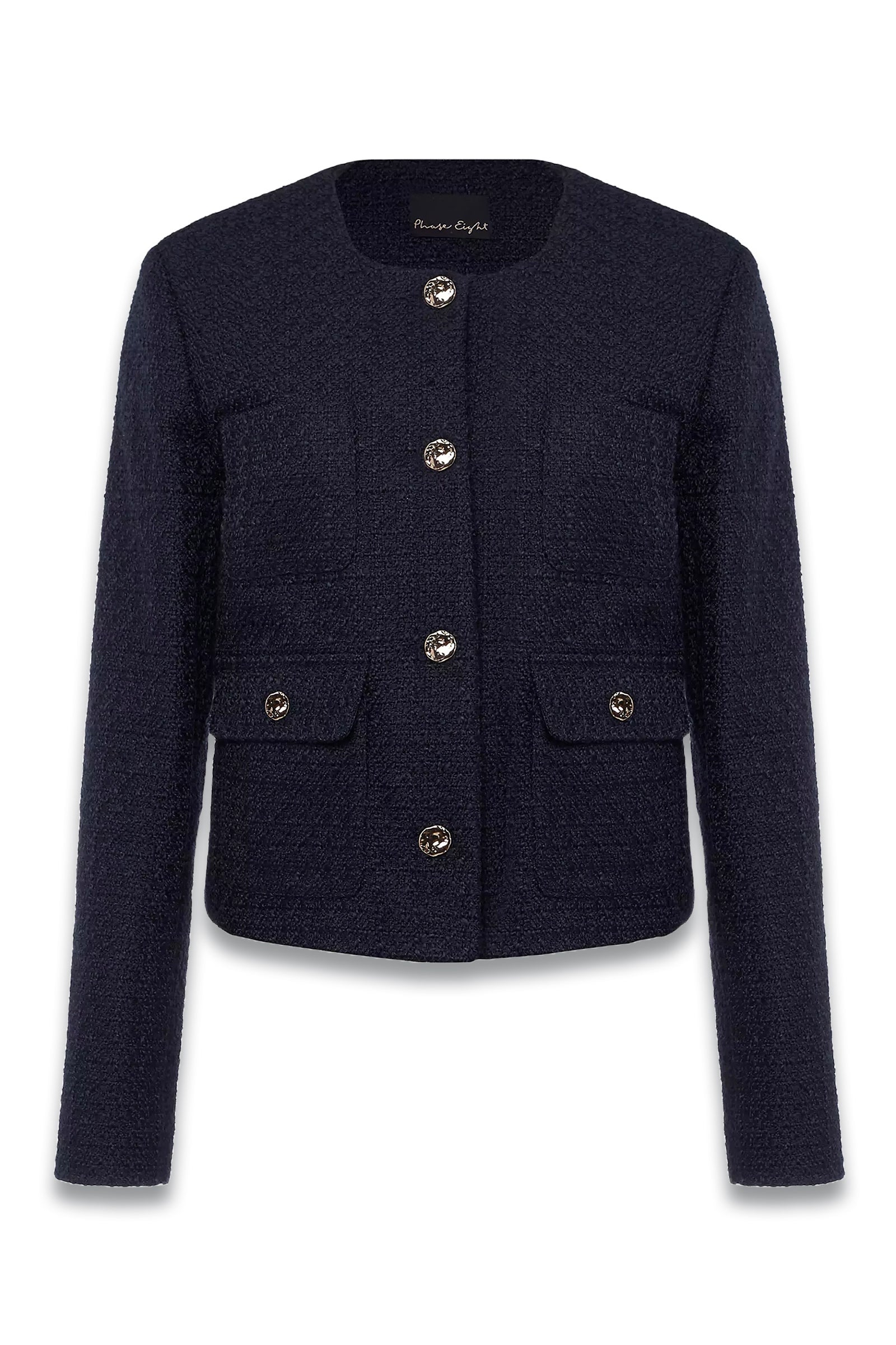 Phase Eight Ripley Tweed Jacket, Navy – Wardrobe Icons