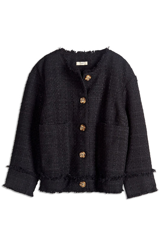 Saffron Collarless Boucle Jacket