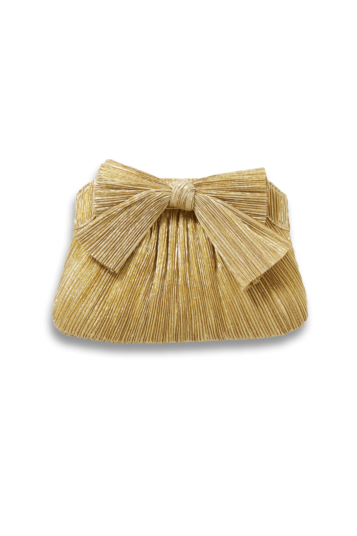 Rayne Bow-embellished Plissé-lamé Clutch
