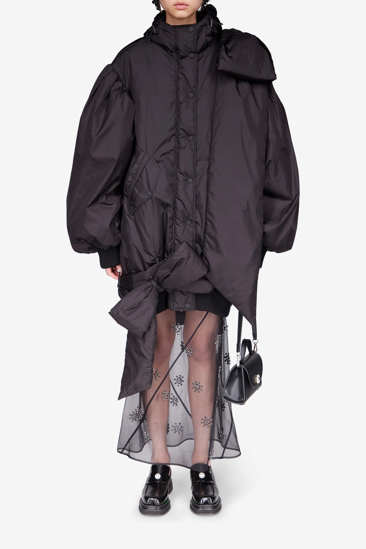 Oversized Shoulder Bow Bomber Jacket