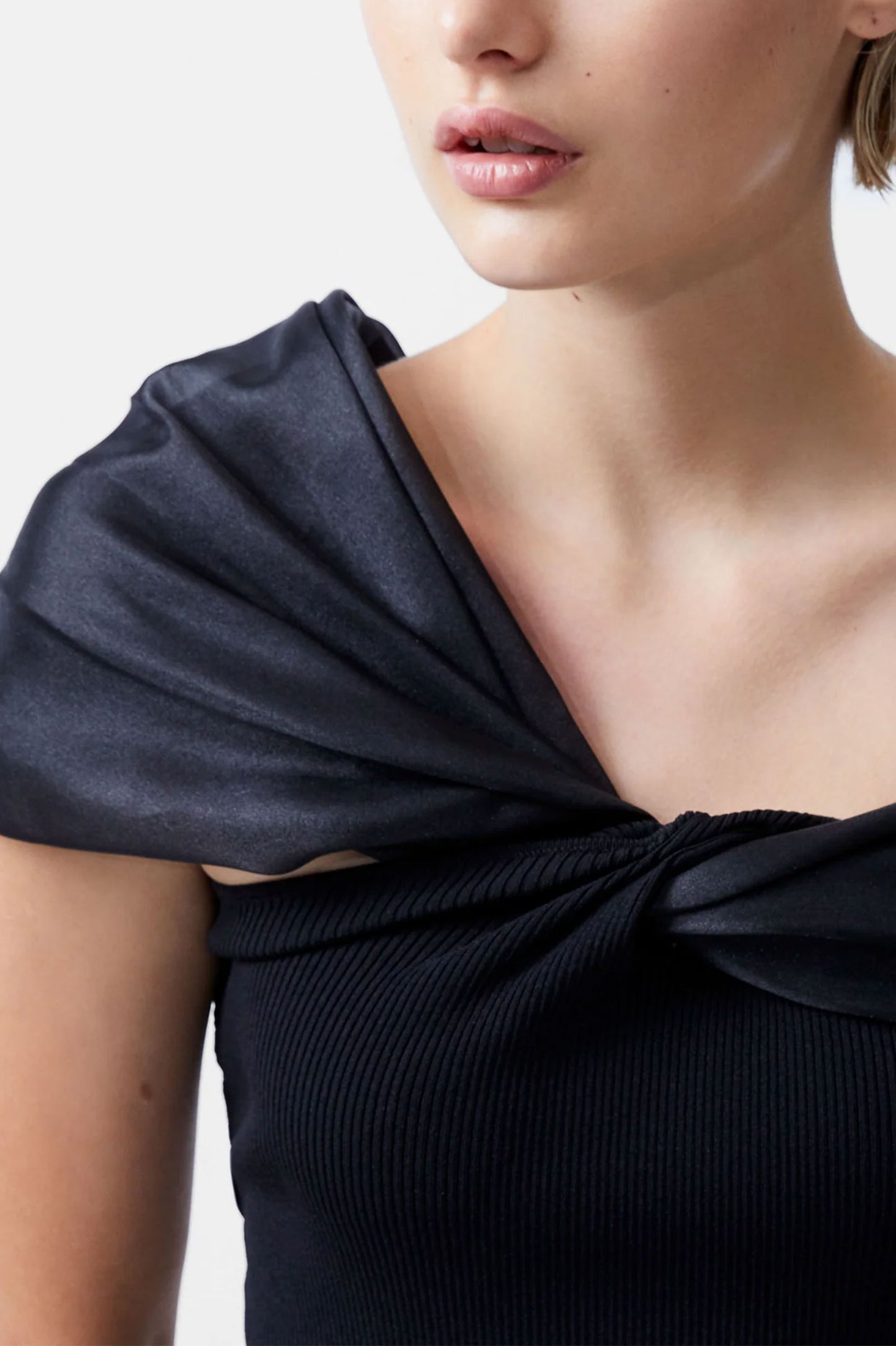 Noelani Asymmetrical Organza Off Shoulder Top