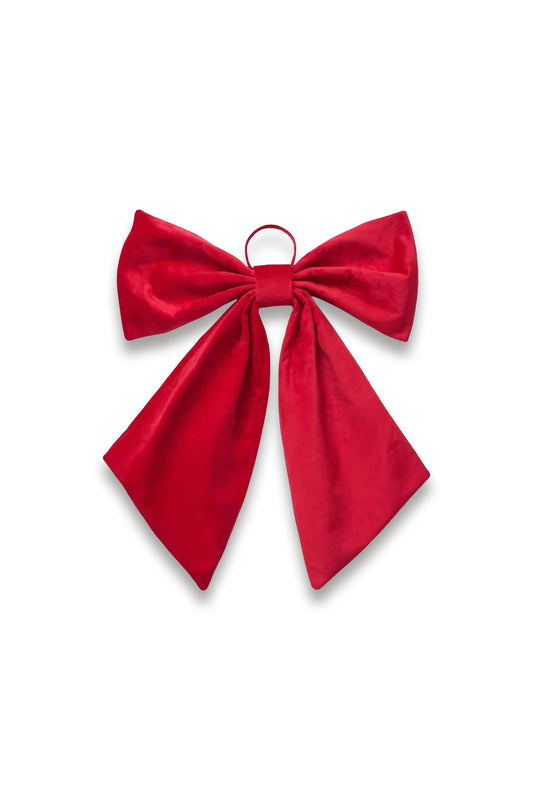 Velvet Hanging Bow, Red, 60cm