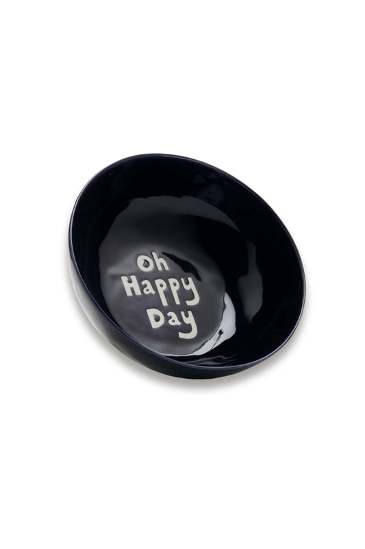 Ceramic Oh Happy Day Slogan Serving Bowl