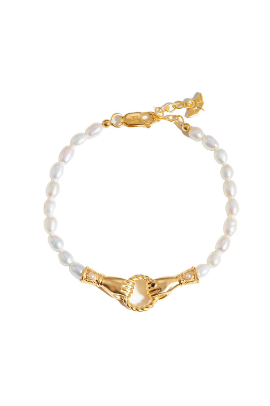 Harris Reed in Gold Hands Pearl Bracelet