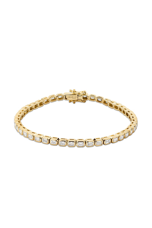 Lab Grown Diamond Emerald Cut Bezel Tennis Bracelet