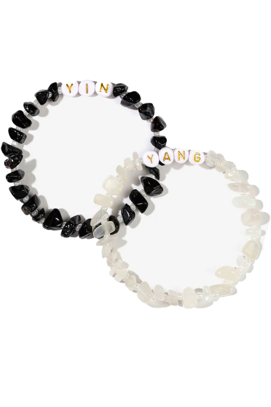 Yin Yang Gemstone Bracelet Pair
