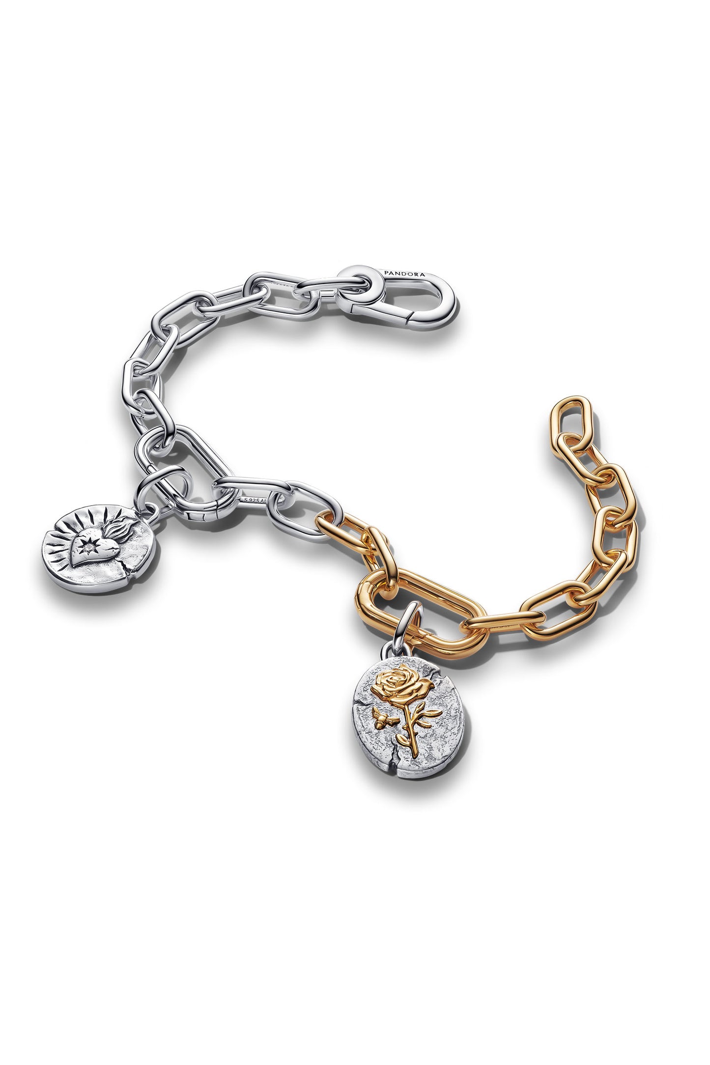 Rose & Heart Medallion Bracelet Set
