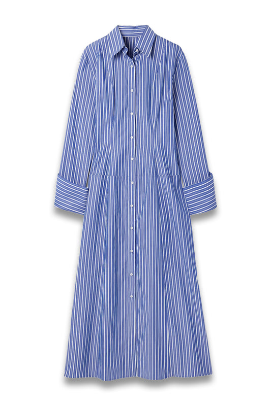 The Sammy Striped Cotton-Poplin Midi Shirt Dress