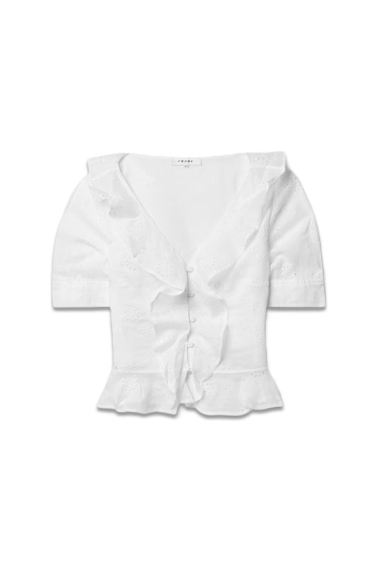 Ruffled Broderie Anglaise Ramie Top