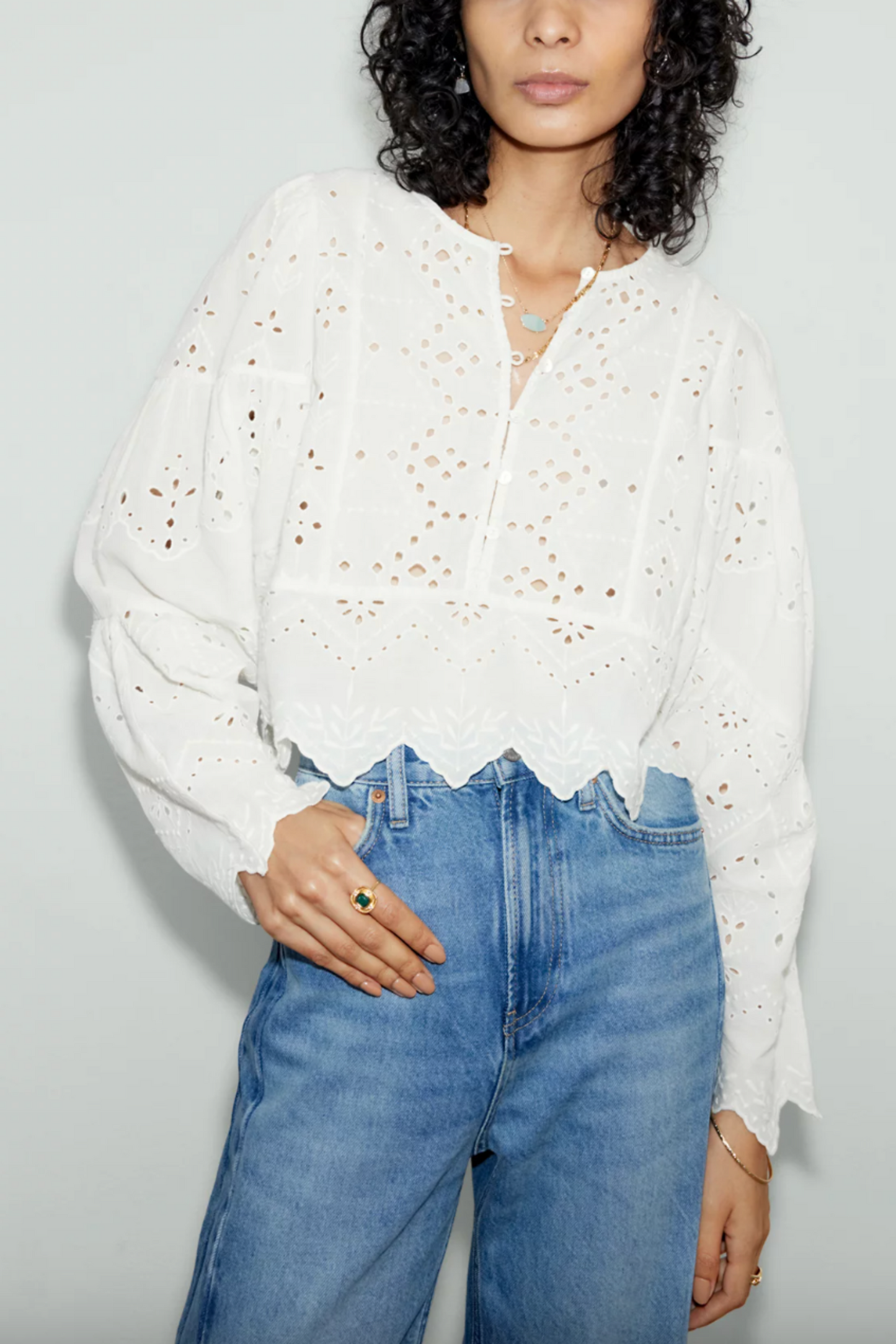 Pure Cotton Broderie Blouse
