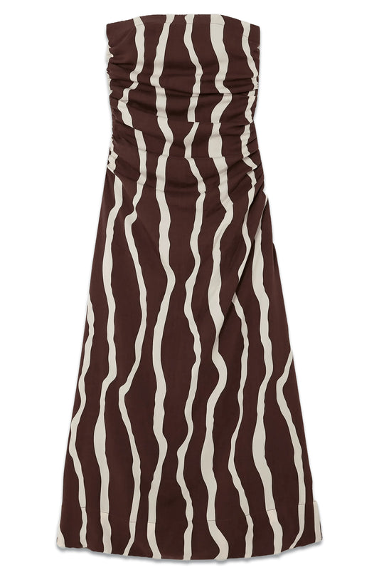 + NET SUSTAIN Sicilia Strapless Striped LENZING Lyocell-satin Midi Dress