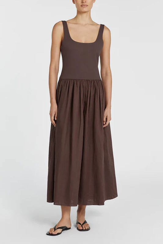 Mon Chocolate Scoop Neck Midi Dress