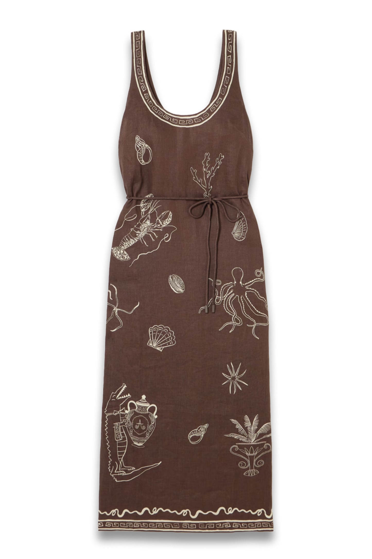 + Sam Pauletto Sammy Belted Printed Linen Midi Dress