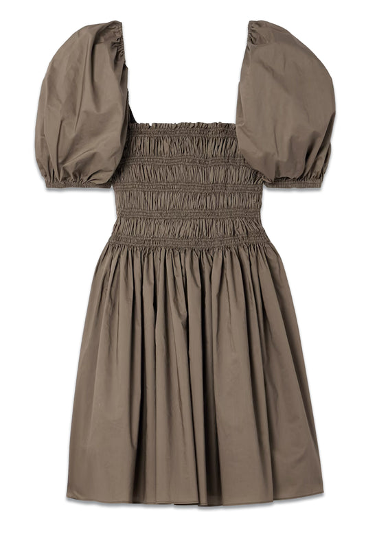 Shirred Organic Cotton Mini Dress